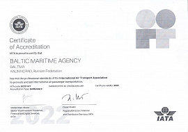 Certificate of Accreditation IATA, 2022